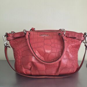 Coach Madison Lindsey Crocodile Embossed Leather Purse Top Handle Satchel
